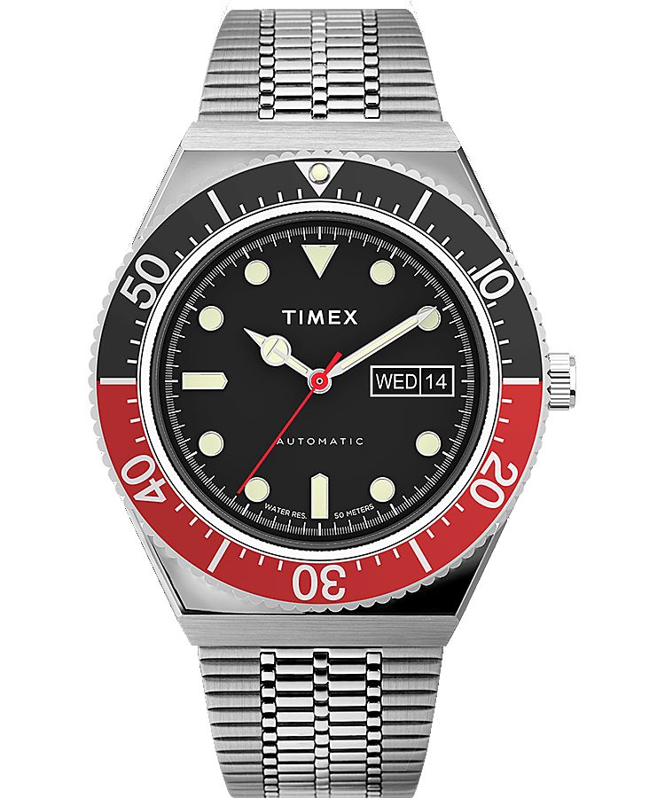 Montres Automatiques Timex M79 40mm Stainless Steel  Grise Noir Rouge Homme|DFPM-85786119