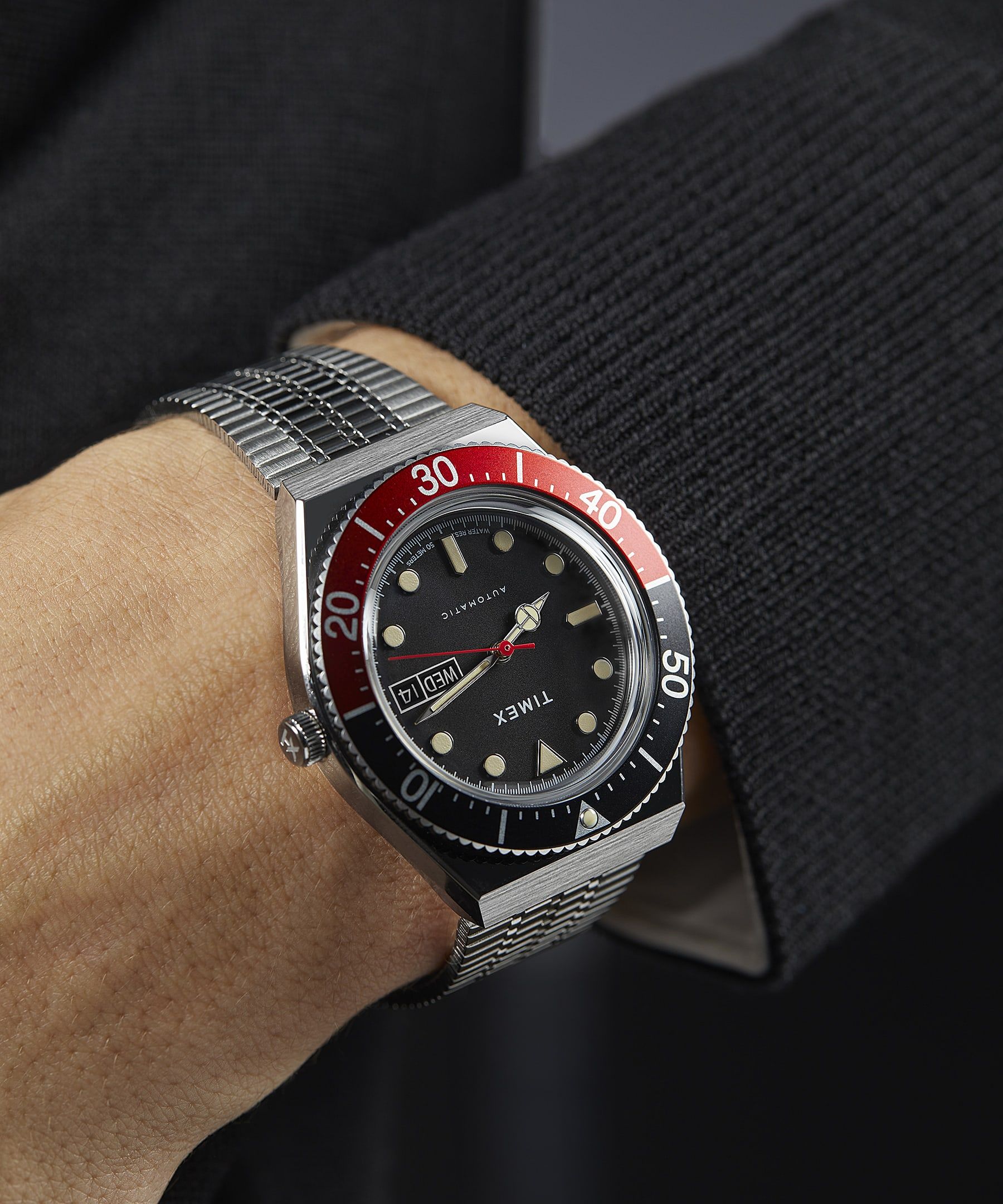 Montres Automatiques Timex M79 40mm Stainless Steel  Grise Noir Rouge Homme|DFPM-85786119