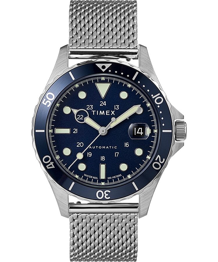 Montres D'inspiration Militaire Timex Navi XL 41mm Stainless Steel  Grise Bleu Homme|VSQE-67257178