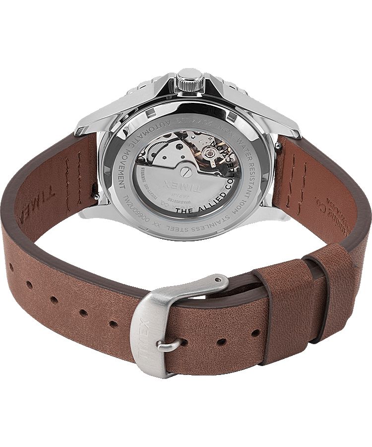 Montres Automatiques Timex Navi XL 41mm Cuir  Grise Marron Rouge Homme|FJDJ-94333195