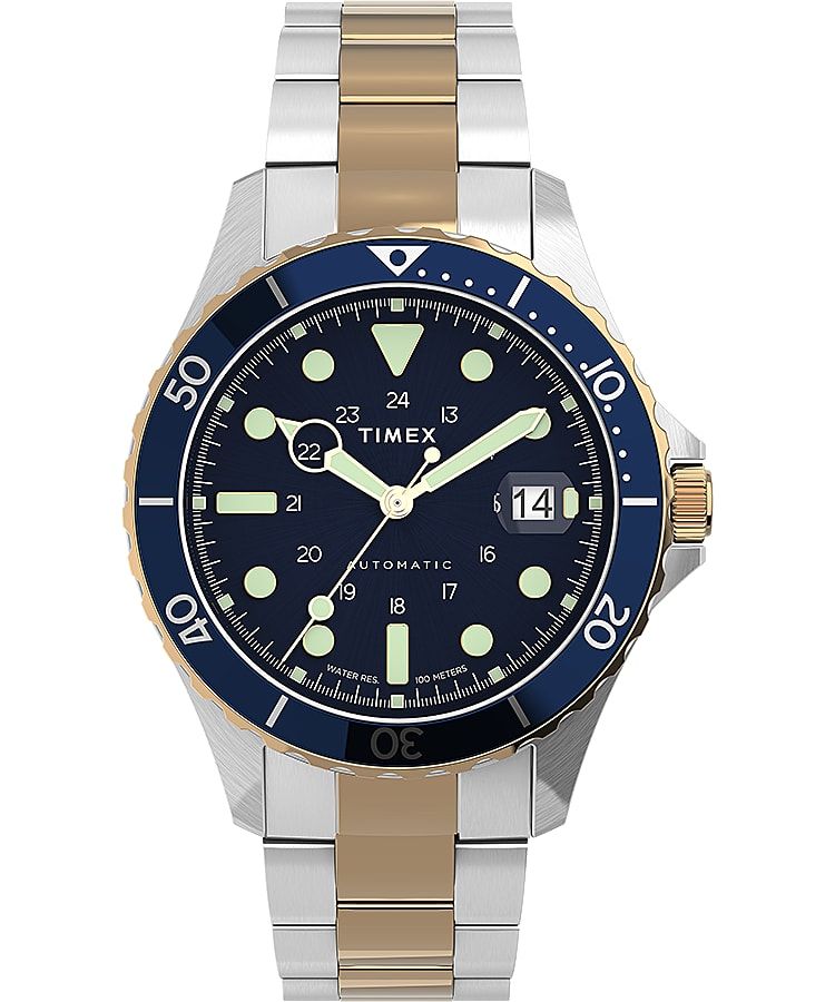 Montres Automatiques Timex Navi XL 41mm Stainless Steel  Grise Bleu Homme|VJTI-34050625