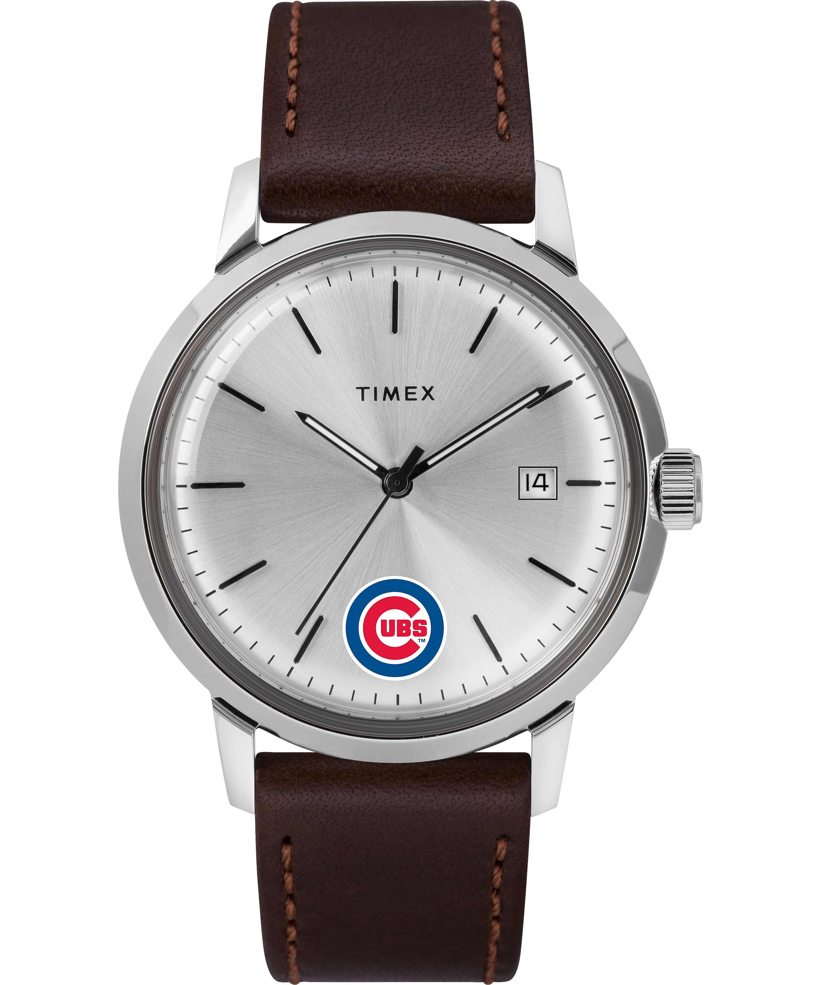 Montres Automatiques Timex Marlin? 40mm Cuir Featuring Chicago Cubs?  Marron Argent Homme|IHFK-49924030