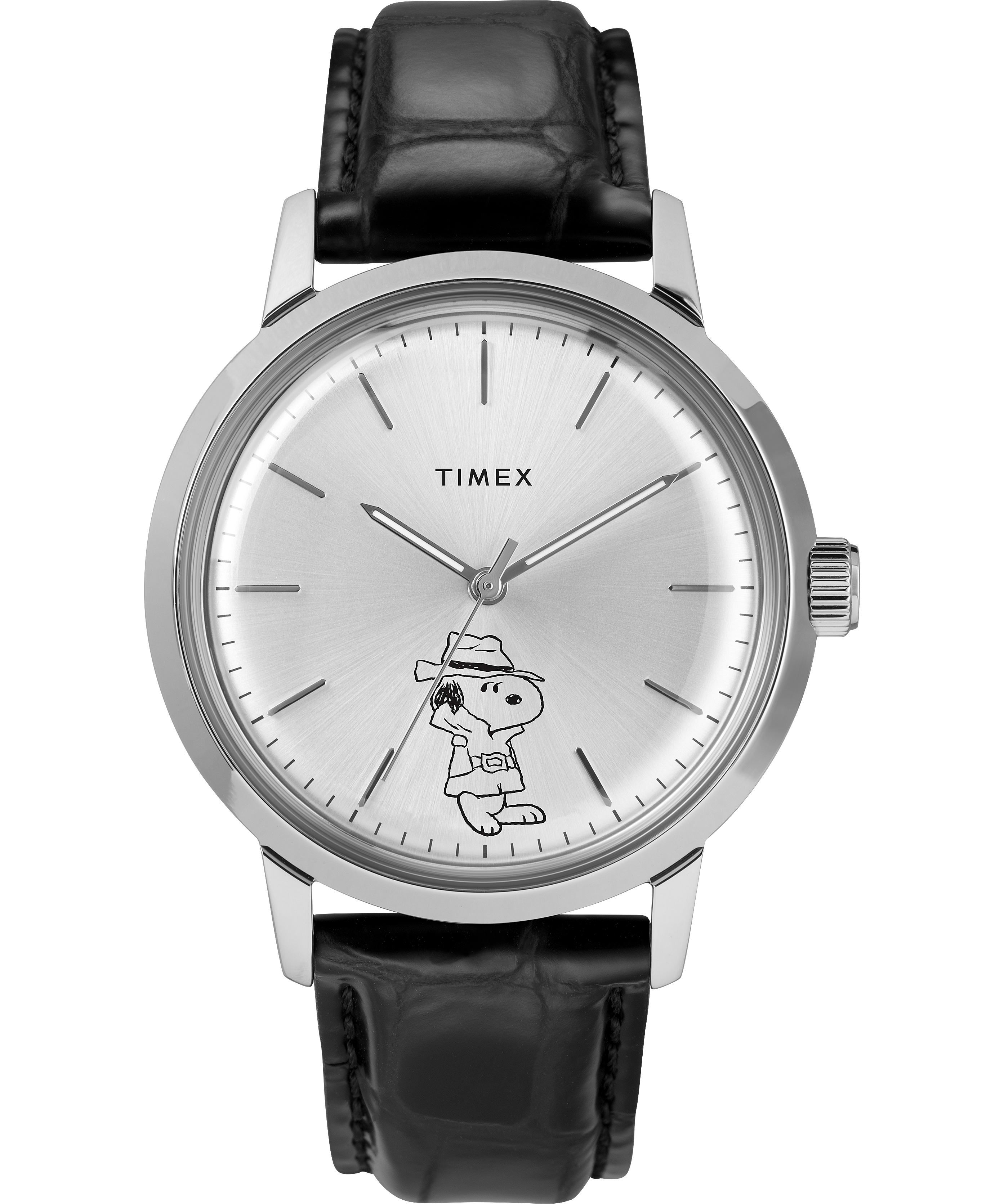 Montres Automatiques Timex Marlin? x Peanuts Featuring Snoopy Secret Agent 40mm  Noir Argent Homme|JTCP-37005062