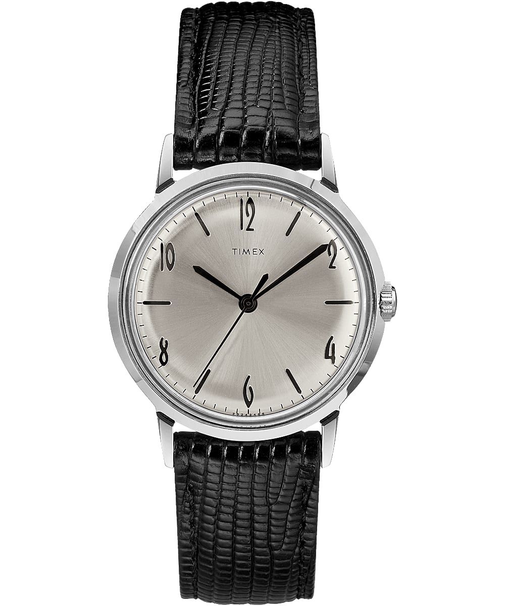 Montres D'inspiration Vintage Timex Marlin? Hand-Wound 34mm Cuir  Noir Argent Homme|ZYGR-98176504