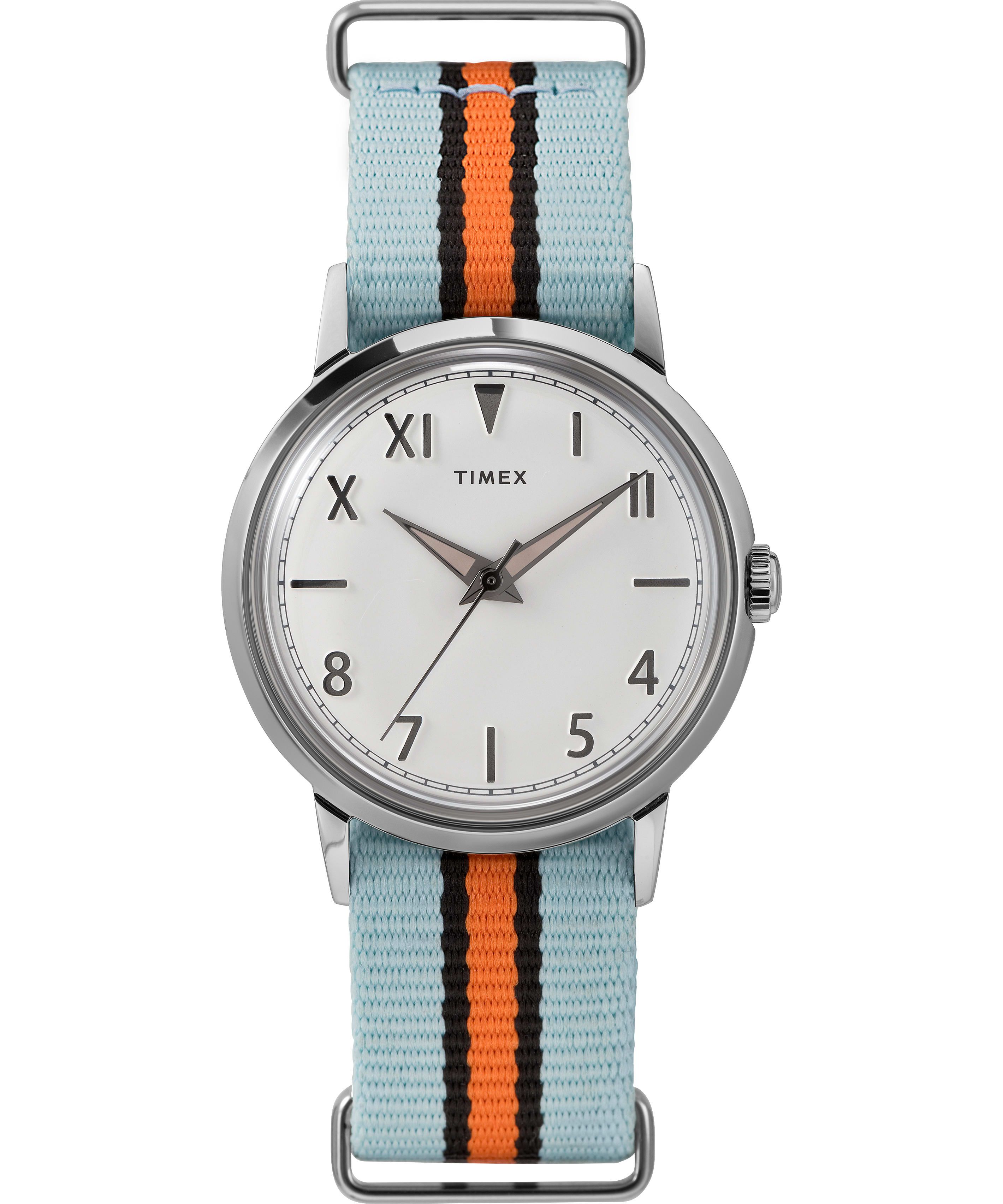 Montres D'inspiration Vintage Timex Marlin? Hand-Wound California Dial 34mm Fabric  Bleu Argent Homme|VAPQ-78760319