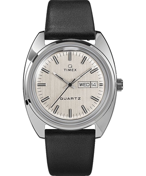 Montres D'inspiration Vintage Timex 1978 Reissue Day-Date 37mm Cuir  Noir Argent Homme|MLZH-50743975