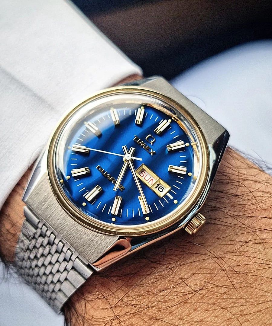 Montres D'inspiration Vintage Timex Reissue Falcon Eye 38mm Stainless Steel  Bleu Doré Homme|AZLV-19973740