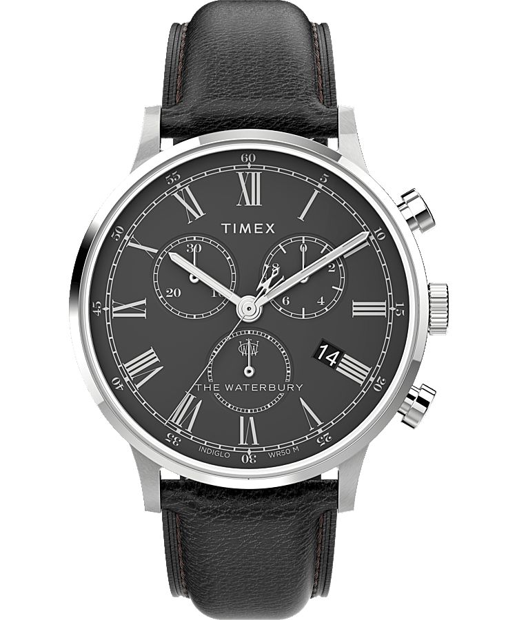 Montres Chronographes Timex Waterbury Classiche 40mm Cuir  Noir Homme|BPII-81324443