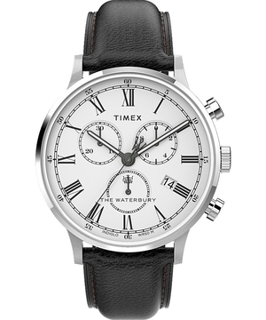 Montres Chronographes Timex Waterbury Classiche 40mm Cuir  Noir Argent Homme|PBZA-53552981