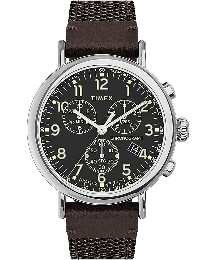 Montres Chronographes Timex Standard 41mm Fabric and Cuir  Vert Homme|YDGD-38477355