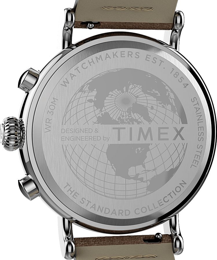 Montres Chronographes Timex Standard 41mm Cuir  Marron Bleu Homme|CTAQ-16936538