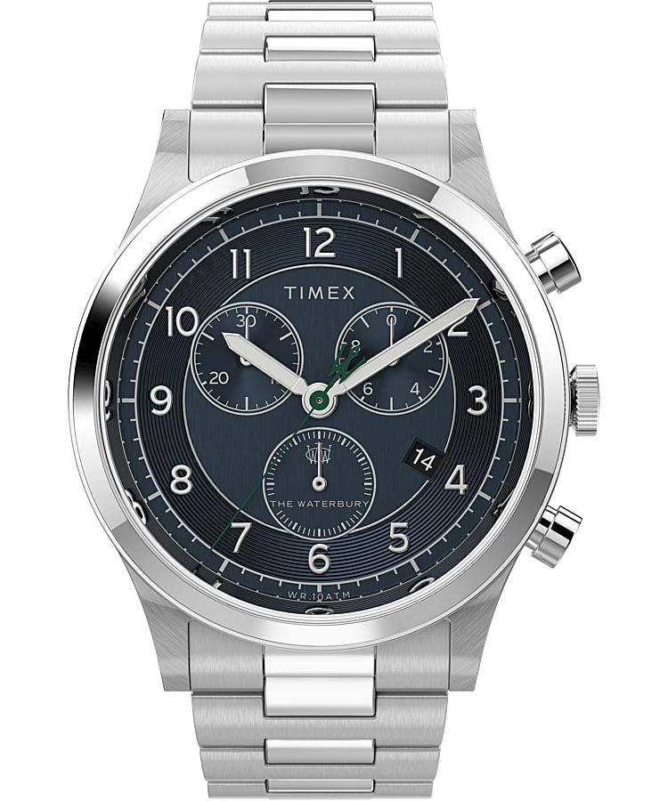 Montres Chronographes Timex Waterbury Traditional 42mm Stainless Steel  Grise Bleu Homme|LUQS-56397585