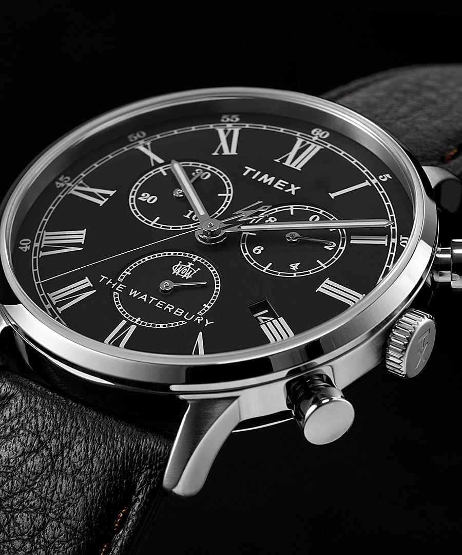 Montres Chronographes Timex Waterbury Classiche 40mm Cuir  Noir Homme|BPII-81324443