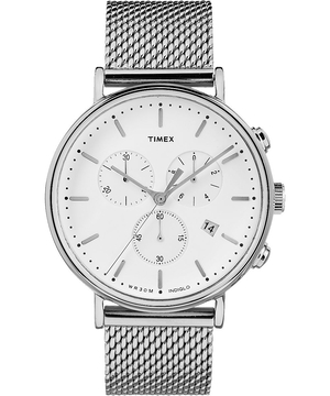 Montres Chronographes Timex Fairfield 41mm Mesh  Argent Blanche Homme|GHBC-43520492