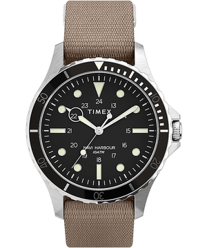 Montres Inspirées Des Plongeurs Timex Navi XL 41mm Fabric  Grise Marron Noir Homme|OHEE-69527819