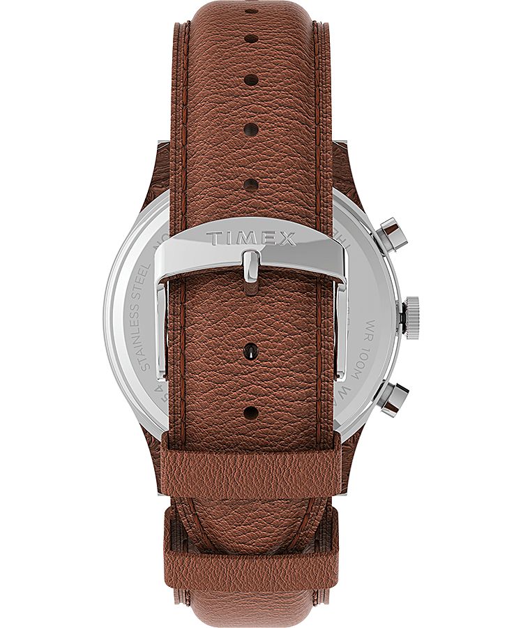 Montres Chronographes Timex Waterbury Traditional 42mm Cuir  Grise Marron Vert Homme|TNAD-98715108