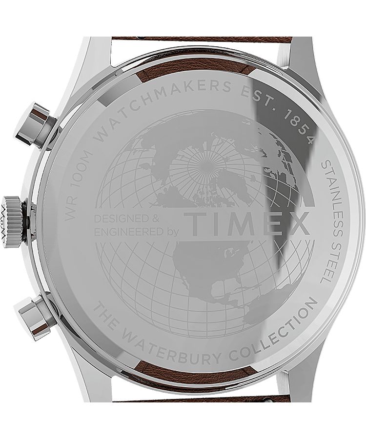 Montres Chronographes Timex Waterbury Traditional 42mm Cuir  Grise Marron Vert Homme|TNAD-98715108