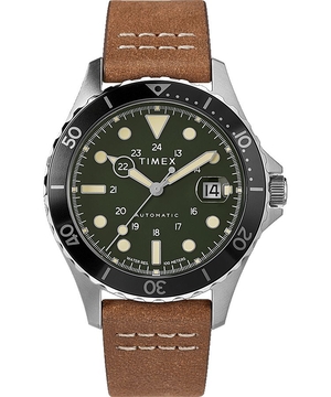 Montres Inspirées Des Plongeurs Timex Navi XL 41mm Cuir  Grise Marron Vert Homme|UIDV-38660484