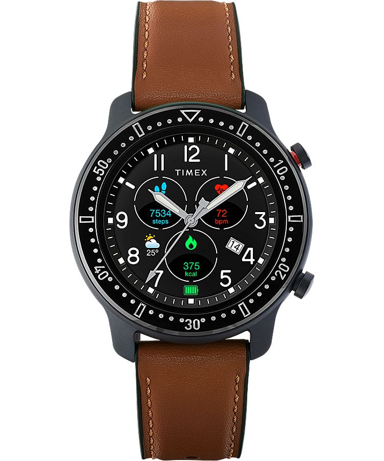 Montres Numériques Timex Metropolitan R 42mm Cuir and Silicone  Marron Noir Homme|BSMN-61039554