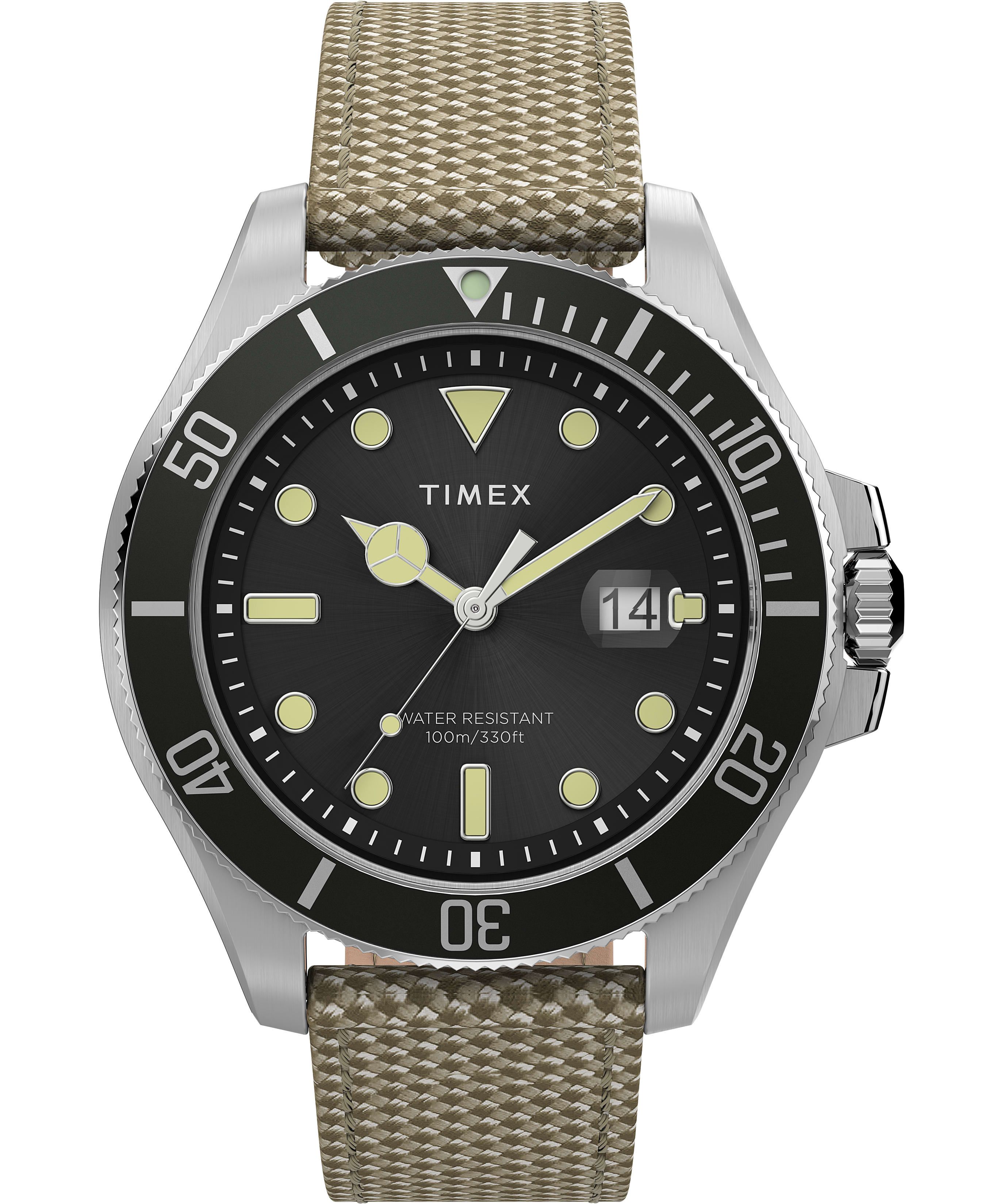 Montres Inspirées Des Plongeurs Timex Harborside Coast 43mm Fabric  Vert Homme|WTQC-97616185