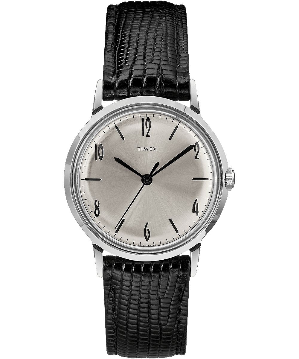 Montres En Cuir Timex Marlin? Hand-Wound 34mm  Noir Argent Homme|ZMPU-83967670