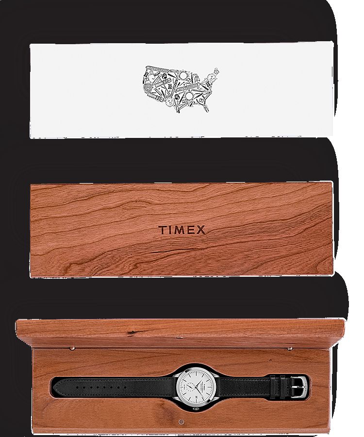 Montres En Cuir Timex American Documents? 41mm  Grise Noir Blanche Homme|EGVI-33925312