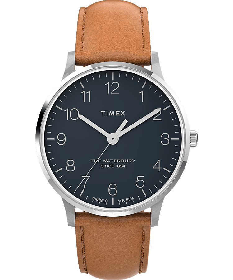 Montres En Cuir Timex Waterbury Classiche 40mm  Grise Marron Bleu Homme|DVXZ-30419100