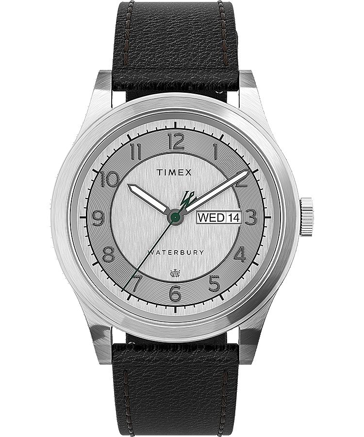 Montres En Cuir Timex Waterbury Traditional Day-Date 39mm  Grise Noir Argent Homme|XDVL-19522904