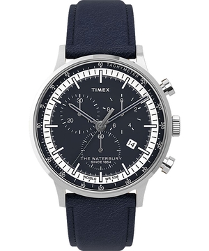 Montres En Cuir Timex Waterbury Classiche 40mm  Grise Bleu Homme|XLVA-44515517