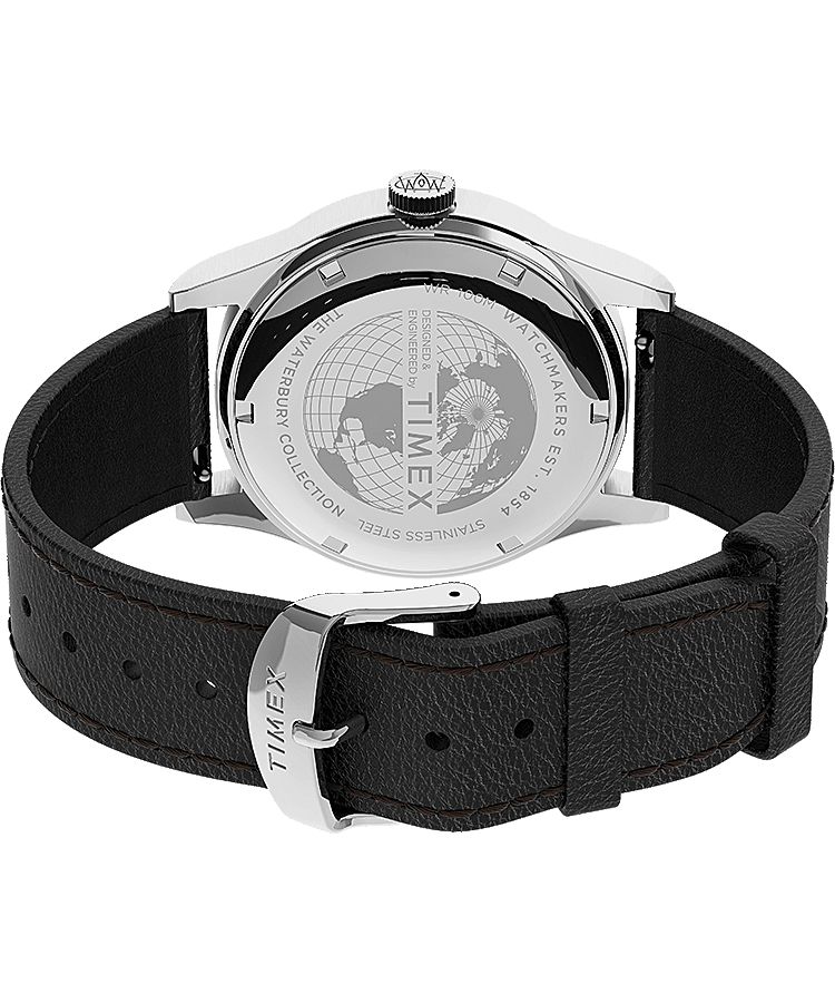 Montres En Cuir Timex Waterbury Traditional Day-Date 39mm  Grise Noir Argent Homme|XDVL-19522904