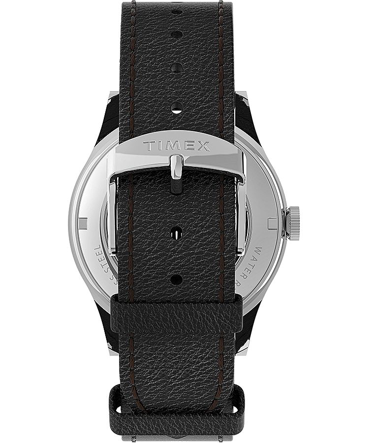 Montres En Cuir Timex Waterbury Traditional 39mm  Noir Argent Homme|QSES-48965886