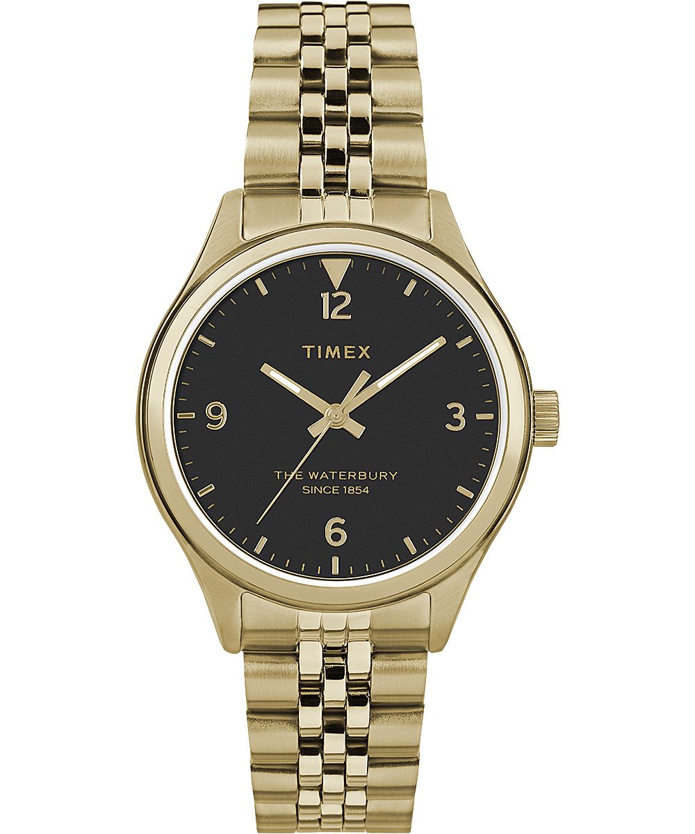 Montres Bracelet Timex Waterbury Traditional 34mm Stainless Steel  Doré Noir Femme|FLED-88163606