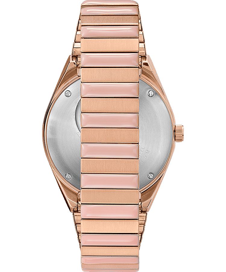 Montres Bracelet Timex 38mm Stainless Steel  Rose Doré Noir Femme|THIQ-06861578