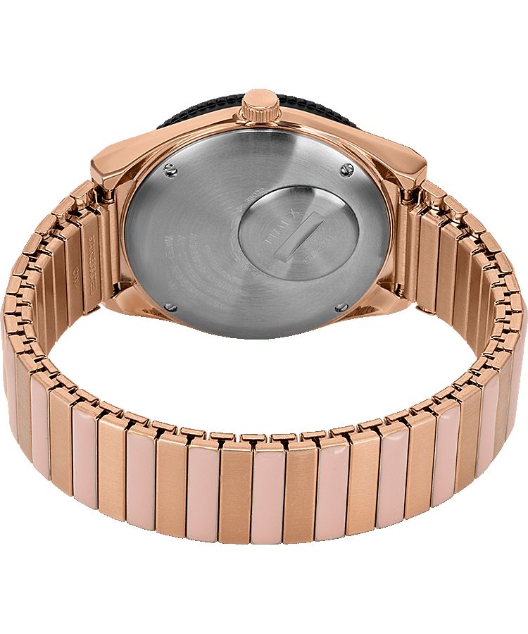 Montres Bracelet Timex 38mm Stainless Steel  Rose Doré Noir Femme|THIQ-06861578