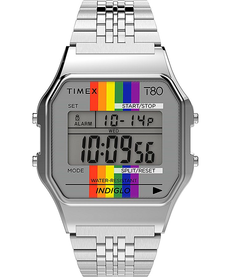 Montres Numériques Timex T80 Rainbow 34mm Stainless Steel  Argent Femme|TPNL-90568920