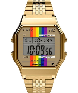 Montres Numériques Timex T80 Rainbow 34mm Stainless Steel  Doré Femme|QHYI-03636041