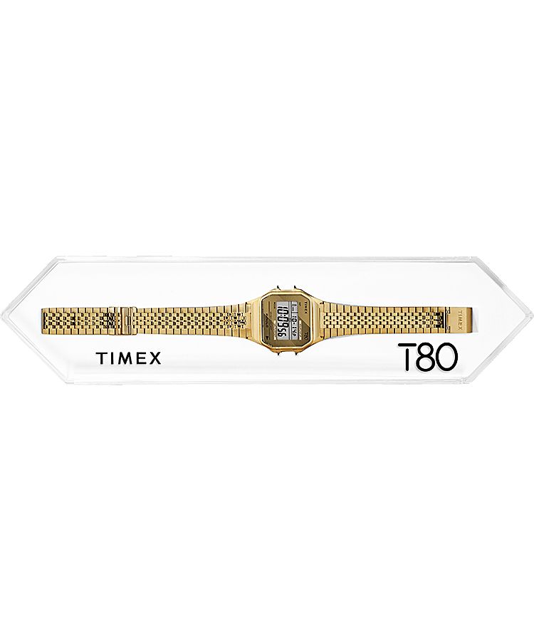 Montres Numériques Timex T80 34mm Stainless Steel  Doré Femme|BHVW-38415786