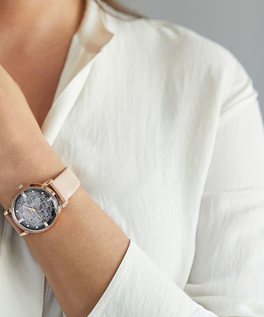 Montres En Cristal Timex Unveil 38mm Cuir  Rose Femme|XQDX-63651618