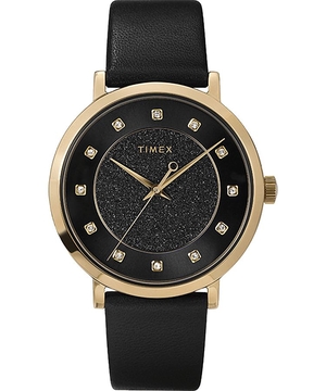 Montres En Cristal Timex Celestial Opulence 38mm Cuir  Doré Noir Femme|IGKO-22980549