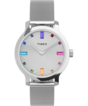 Montres En Cristal Timex Transcend? 31mm Stainless Steel  Grise Femme|PHGZ-59576715