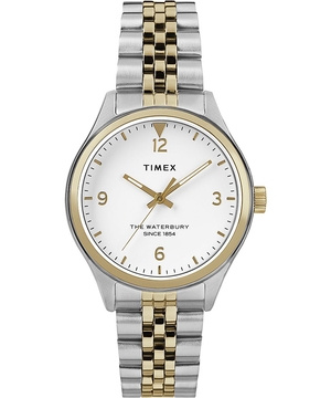 Montres Bracelet Timex Waterbury Traditional 34mm Stainless Steel  Blanche Doré Femme|ZAXC-24590320