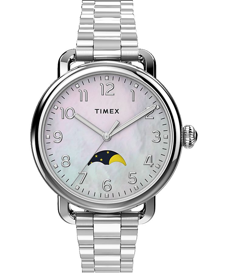 Montres Bracelet Timex Standard 34mm Stainless Steel  Argent Femme|UFTE-33247492