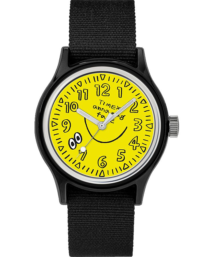 Montres D'inspiration Militaire Timex Timex x Face x Anna Analog Life 36mm Fabric  Noir Jaune Homme|XWGC-13409456